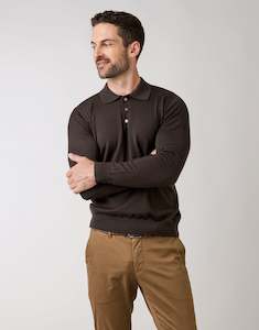 Owaka Chocolate Merino 3 Button Polo Jersey