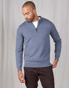 Menswear: Mataura Blue 1/4 Zip Jersey