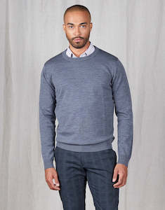 Menswear: Naseby Blue Crew Neck Jersey