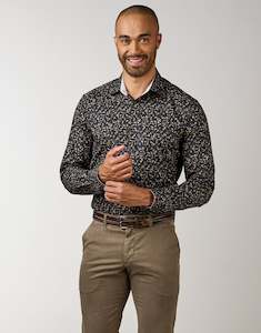 Menswear: Barbican Black MicroFloral Print Shirt