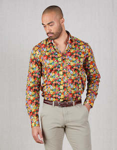 Menswear: Barbican Yellow Painted Floral Print Shirt