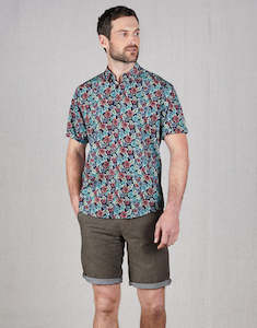 Raglan Navy Floral Short Sleeve Shirt