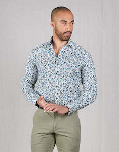 Barbican Blue Floral Print Shirt