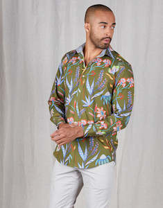 Menswear: Barbican Green Floral Print Shirt