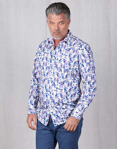 Barbican Purple & Navy Floral Shirt