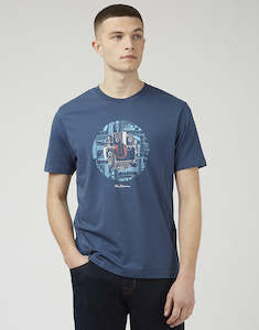 Ben Sherman Retro Tape Target Blue Denim T-Shirt