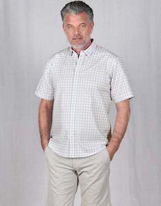 Menswear: Raglan Blue Check Short Sleeve Shirt