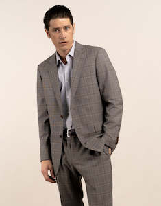 Menswear: Cooper Grey and Brown Check Suit Jacket