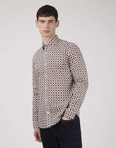 Ben Sherman Foulard Tile Print Claret Shirt