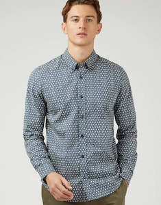 Ben Sherman Dash Print Blue Denim Shirt