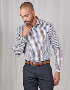 Menswear: London Brown Navy & White Check Shirt