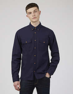 Ben Sherman Cotton/Linen Overshirt Marine Shirt