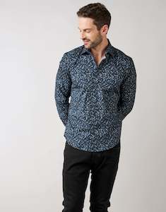 Menswear: Banks Navy Floral Print Shirt