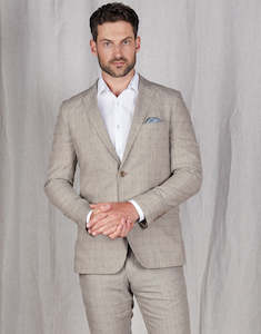 Menswear: Split Beige & Grey Check Suit