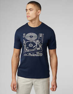 Ben Sherman Linear Record Player Dark Navy T-Shirt