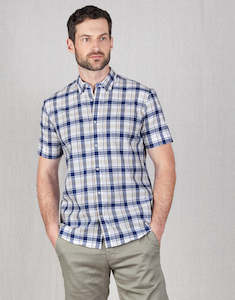 Waihi Blue & Beige Check Short Sleeve Shirt