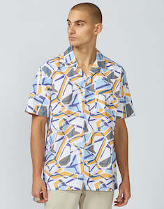 Menswear: Ben Sherman White Cuban Ripple Print Short Sleeve Shirt