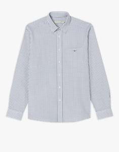 R.M. Williams Collins Navy & White Poplin Check Shirt