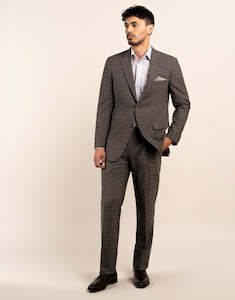 Menswear: Cooper Taupe Grey Check Two Piece Suit