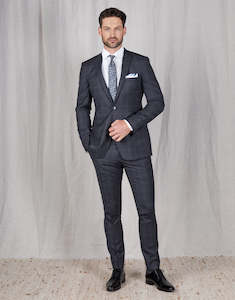 Fresh Navy Check Two Piece Suit