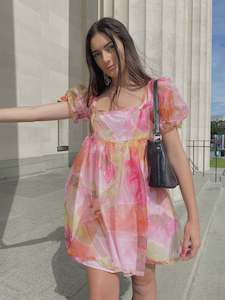 Clothing: Dumpling Dress - Pink Abstract