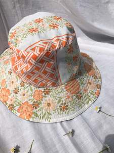 Clothing: Bucket Hat - Vintage Orange Floral