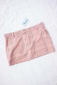 Clothing: Pink Plaid Mini Skirt