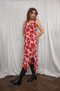 Clothing: Bias Cut Red Floral Dress