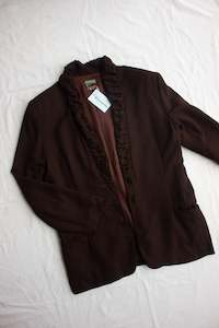 Clothing: Chocolate Wool Crepe Blazer - (14)