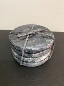 MARBLE COASTERS - ROUND - BLACK