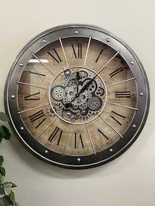 Administrative: BLACK BEZEL WITH RIVETS GEAR CLOCK