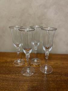 FELICITY CHAMPAGNE FLUTES - SILVER RIM - SET OF 4