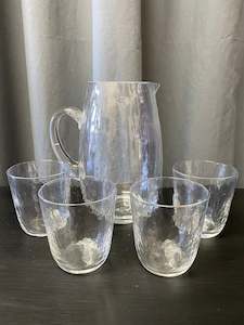 Broste Hammered Clear Jug & Tumblers