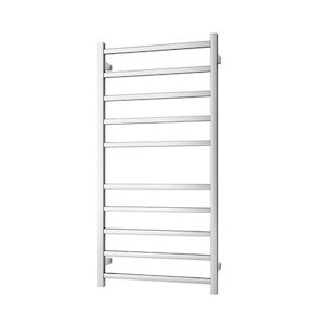 RBHTR-CH-S1260 Heated Towel Rail Square 10 Bar, Chrome, H1200 W600 D120mm