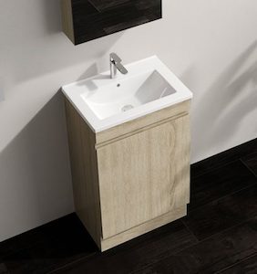 Modena Floor Standing Vanity, North American Oak, Slim, W490 D355 H820, RBV-1021MCLO500