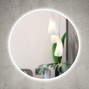 Modena Round LED Mirror with Demister and Frosted Acrylic Edge Φ800 D40, RBLM-R800DE-AC