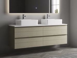 Modena Wall-Hung Vanity, Double, North American Oak, W1780 D455 H520, RBV-1008MCLO1800