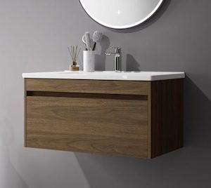 Verona Wall-Hung Vanity, Walnut, W740 D455 H380, RBV-5008MCWN750