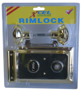 XCEL Rim Lock with Handles Brass Plated 150mmx100mm