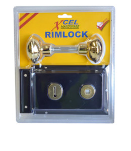 Fixtures Fittings: XCEL Rim Lock with Handles Black 150mmx100mm