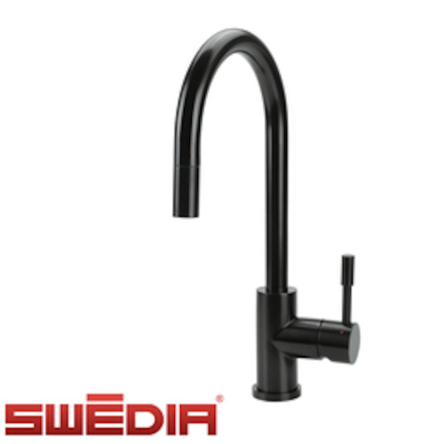 Klaas - Stainless Steel Kitchen Mixer Tap - Satin Black Finish - with Pull-Out r…