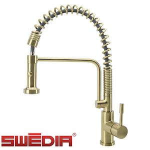 Signatur - Stainless Steel Kitchen Mixer Tap - Pull Out with Dual Flow - Brushed Brass