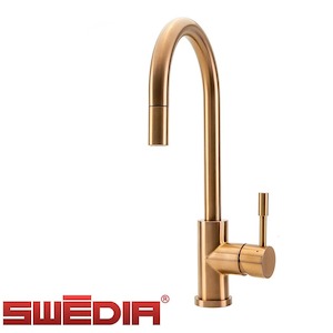 Klaas - Stainless Steel Kitchen Mixer Tap - Brushed Copper - with Pull-Out