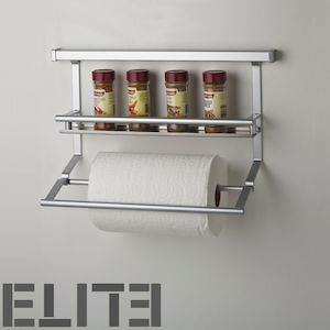 Kitchen Wall Storage - Spice Condiments Rack and Paper Towel Holder