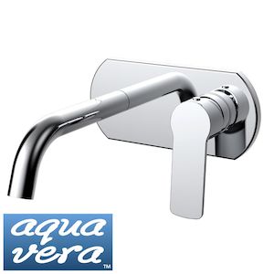 Wall Mounted Single Lever Bathroom Mixer and Spout - Chrome - Renovato