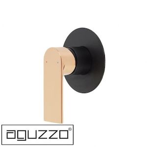 Prato Wall Mounted Bath & Shower Mixer Black & Rose Gold Modern Wall Sho…