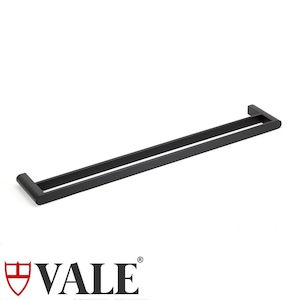 Fluid Stainless Steel Double Towel Rail 600mm/750mm/900mm Matte Black