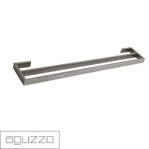 Brushed Satin Stainless Steel Double Towel Rail by Aguzzo Brushed Double Towel Holder