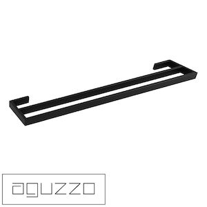 Matte Black Stainless Steel Double Towel Rail by Aguzzo Black Double Towel Holder