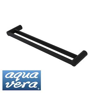 Matte Black Stainless Steel Double Towel Rail by Aqua Vera Black Double Towel Holder